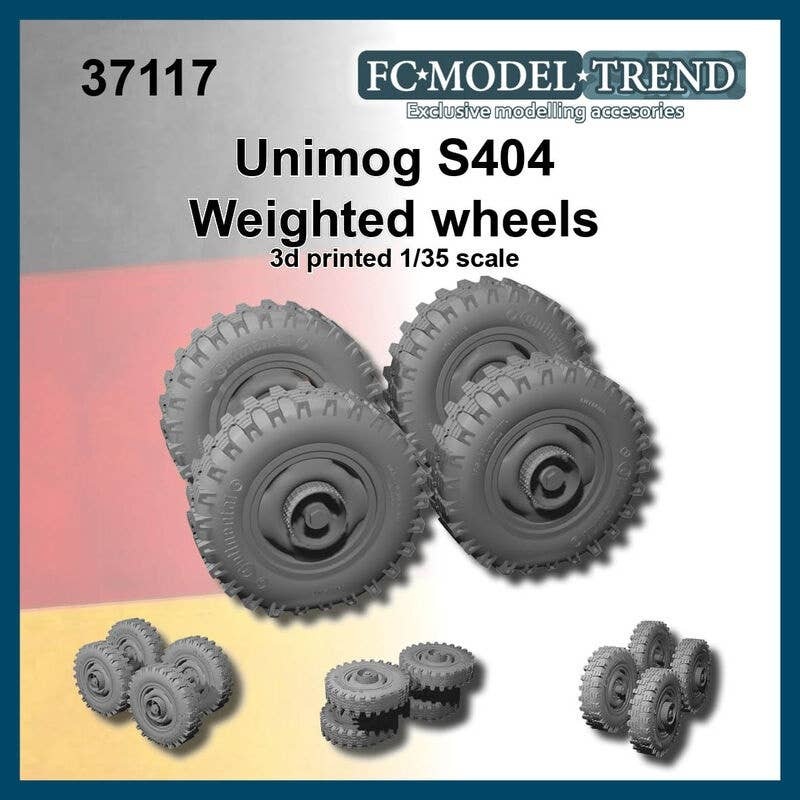 1/35 Current Use German Unimog S404 Military Truck Self-weight Deformation Tire Wheel (4pcs)