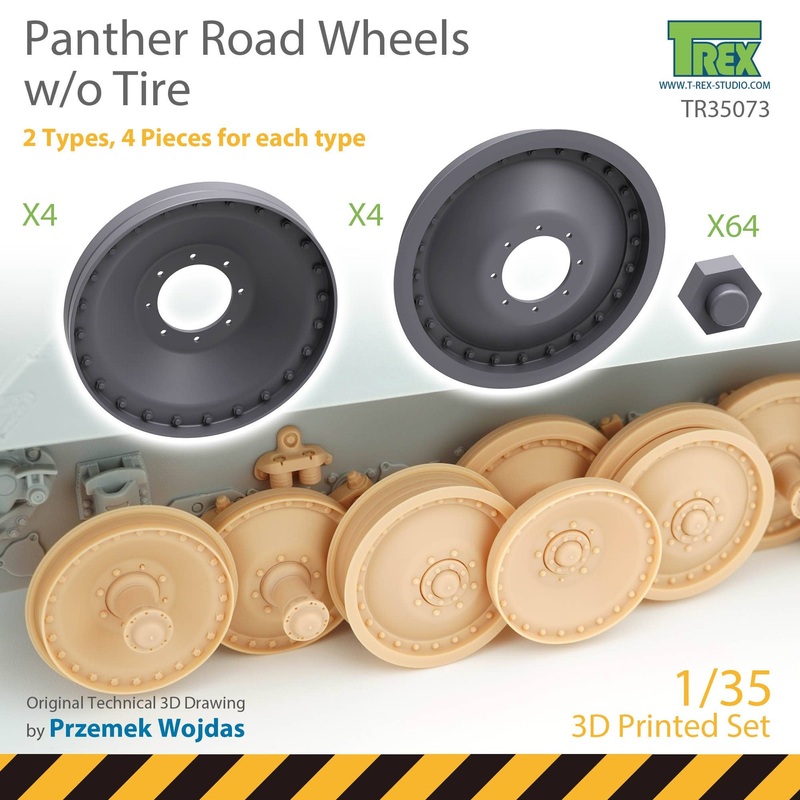 1/35 WW.II German Panther Road Wheels w/o Tire (2 types, 4 each)