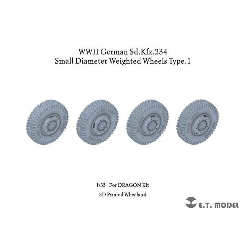 1/35 WW.II German Sd.Kfz.234 Small Diameter Weighted Wheels Type.1 (3D for Dragon)