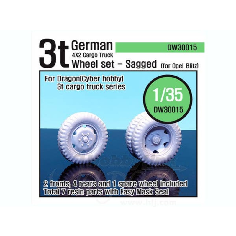 1/35 WW2 German 3t Cargo Truck Wheel Set (Dragon)