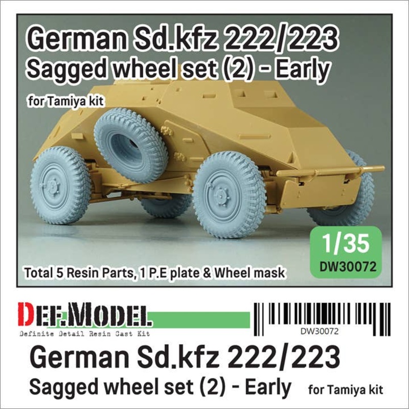 1/35 WW2 German Sd.kfz 222/223 Sagged wheel set(2) - Early (for Tamiya)