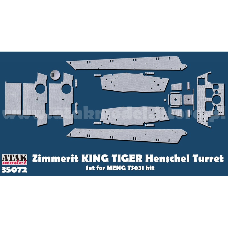 1/35 WWII Germany King Tiger Heavy Tank Zimmerit Set for Henschel Turret (Meng Model TS-031)