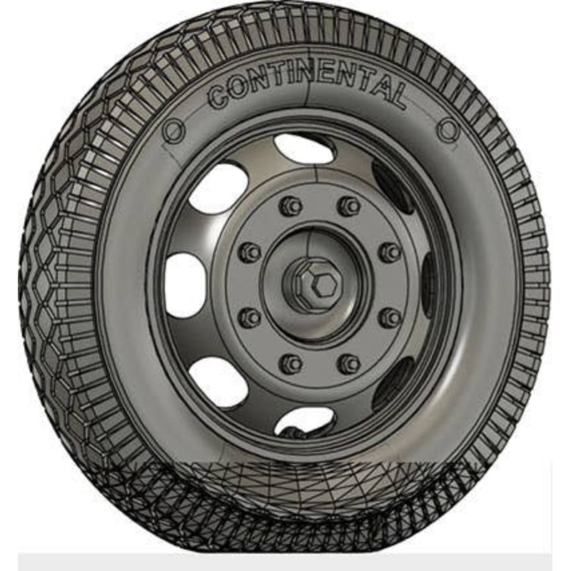 1/35 3t 4x2 Truck Late Model Wheel Set (Self-Weight Deformable Tires) For Company D, Diamond Tread