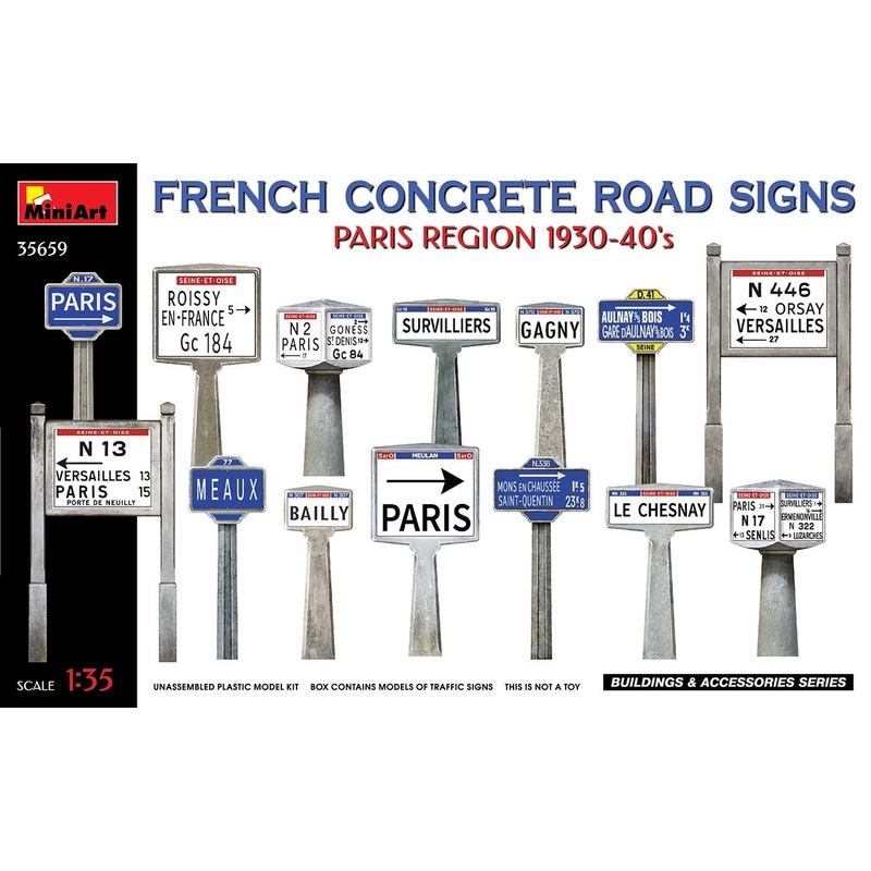 1/35 French Concrete Road Signs 1930-40 Paris Region