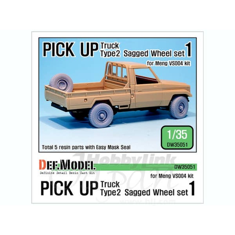 1/35 Pick up truck Type 2 Sagged Wheel Set #1 (Meng)
