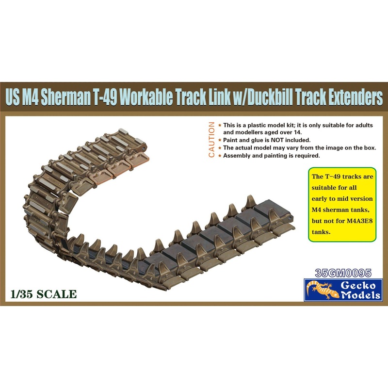 1/35 US M4 Sherman T-49 Workable Track Link w/Duckbill Track Extenders