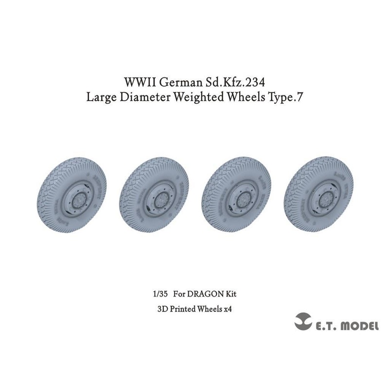 1/35 WW.II German Sd.Kfz.234 Large Diameter Weighted Wheels Type.7 (3D for Dragon)