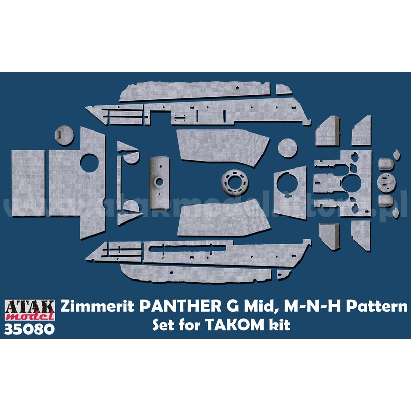 1/35 WWII Germany Panther Ausf.G Middle Type MNH Zimmerit Set for Ardennes Battle 1944 (for Takom)