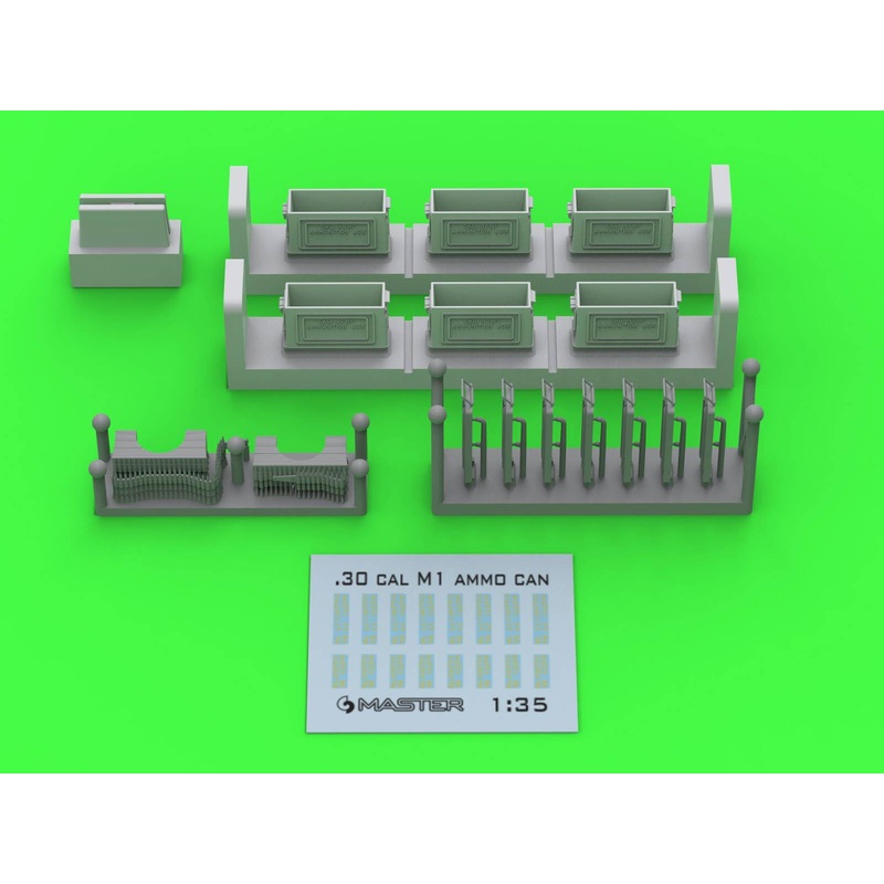 1/35 WWII/Modern American Browning M1919 .30 caliber (7.62mm) machine gun M1 ammunition box open (6pcs)