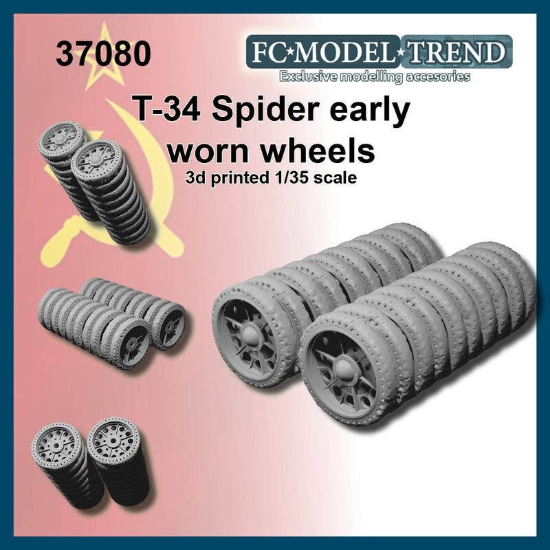 1/35 WWII Russian / Soviet T-34 Tank Worn Spider Type Initial Wheel Set (1 Car)