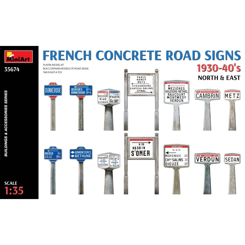 1/35 French Concrete Road Signs 1930-40's. North & East