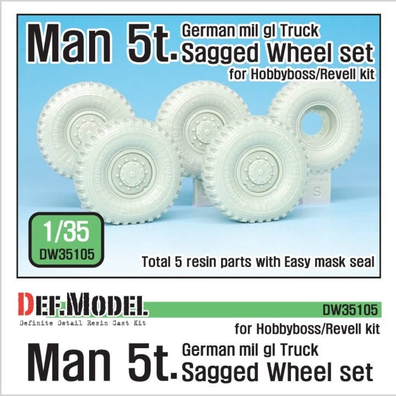 1/35 German Man 5t. Mil gl Truck Sagged Wheel set Continental tires (Hobbyboss : Revell)