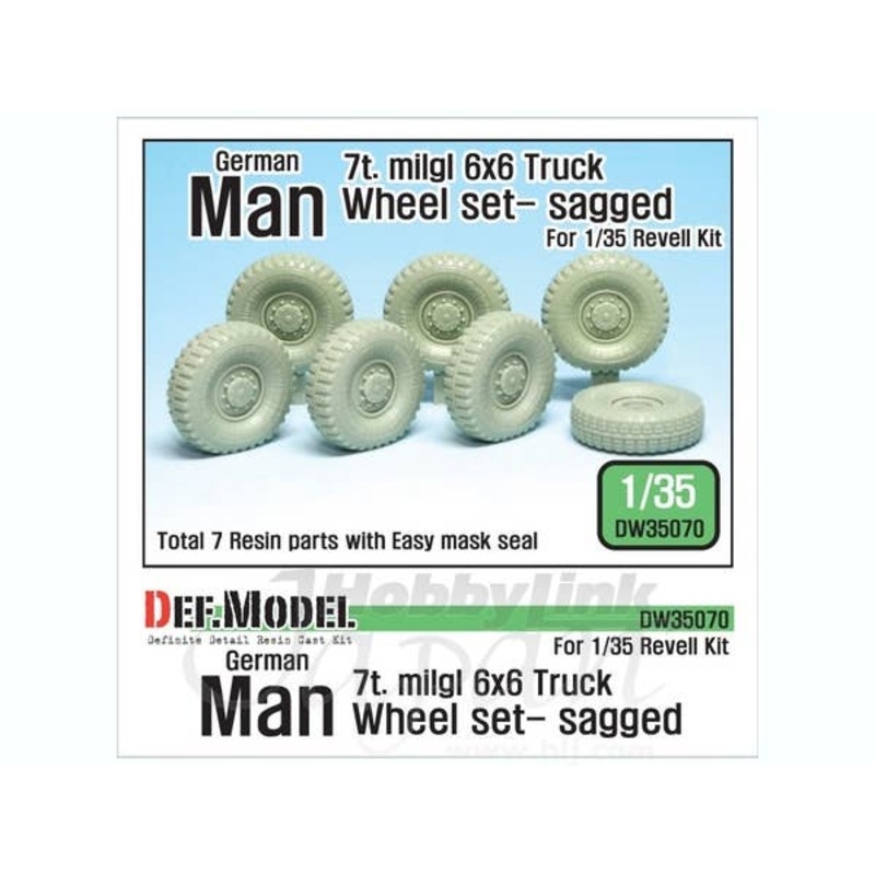 1/35 German Man 7t. Milgl 6x6 Truck Sagged Wheel Set (for Revell)