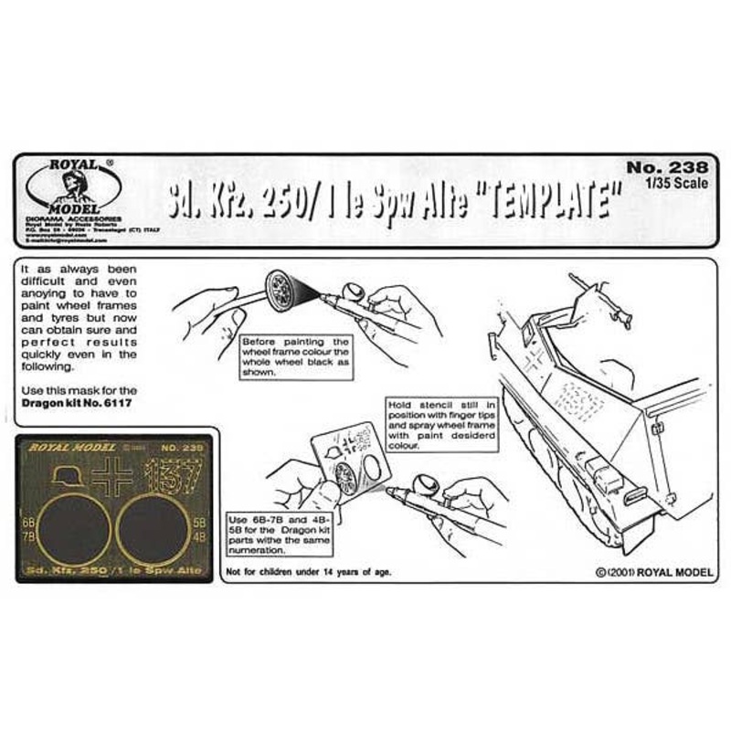 1/35 Sd.Kfz.250/1 le Spw Alte Marking Template