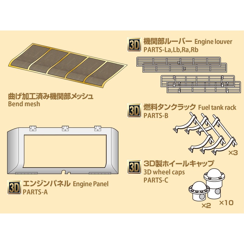 1/35 T34 Series 3D Engine Panel Set (for Tamiya)