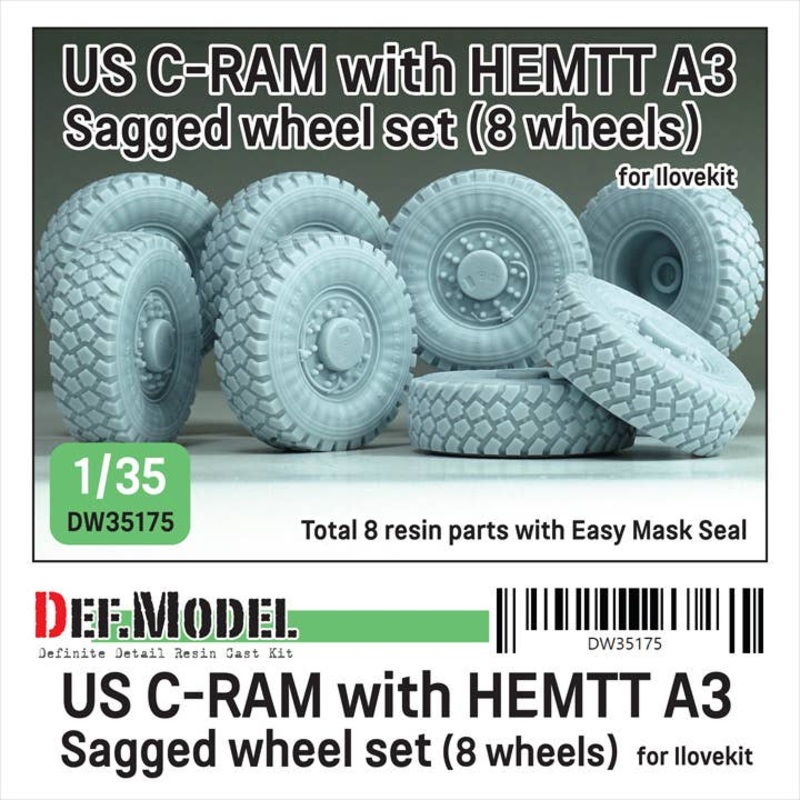 1/35 US C-RAM with HEMTT A3 Sagged wheel set - Michelin 395/85R20 XZL+ (8 wheels) (for ILK)