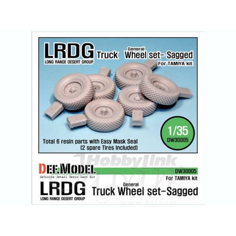 1/35 WWII U.K LRDG Truck General Wheel Set Sagged (for Tamiya)