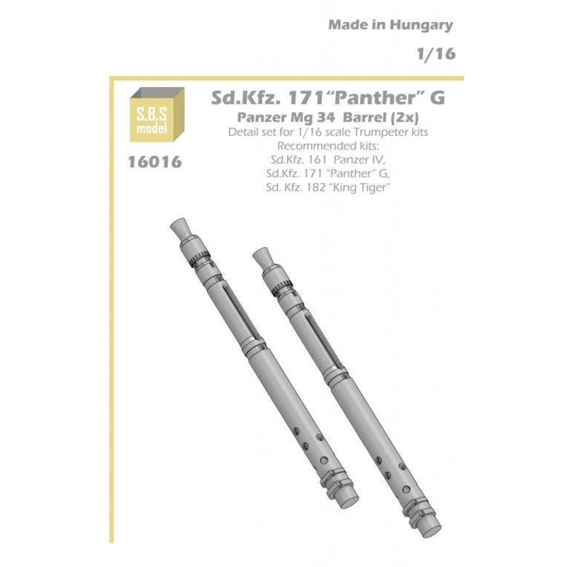 1/16 Sd.Kfz. 171 "Panther" G Panzer MG 34 barrel x 2 for TRUMPETER