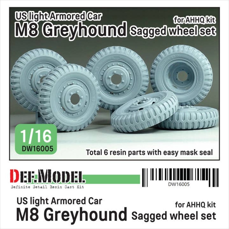 1/16 WW2 US M8 Greyhound Sagged wheel set (for AHHQ kit)