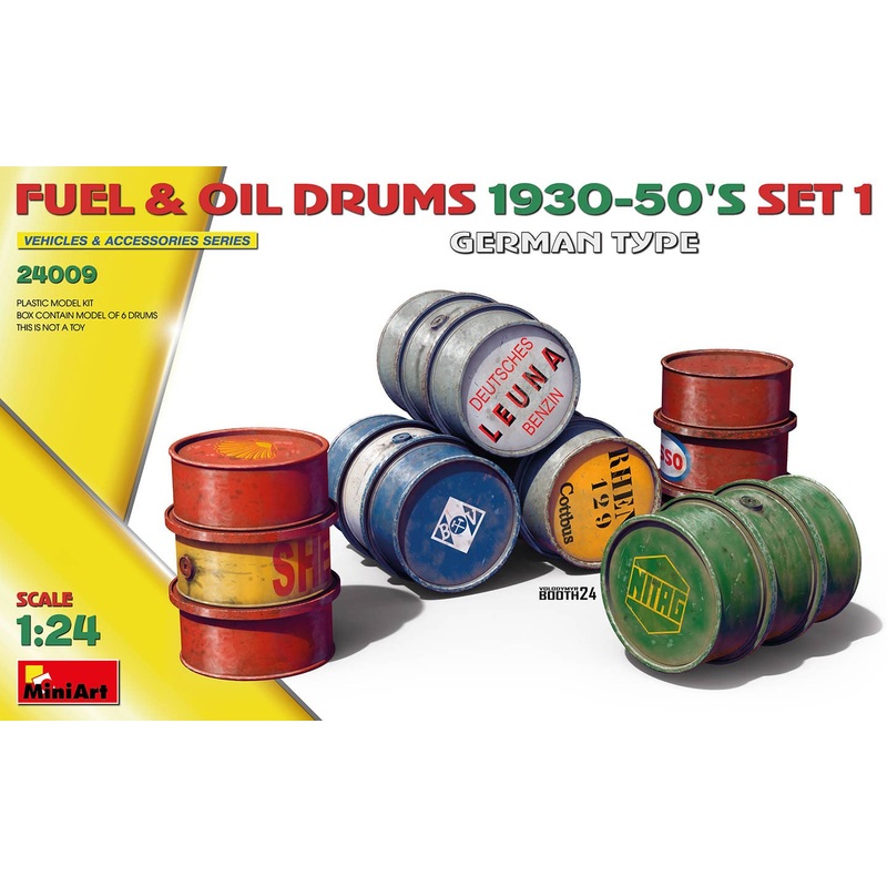 1/24 Fuel & Oil Drums 1930-50's Set 1. German Type
