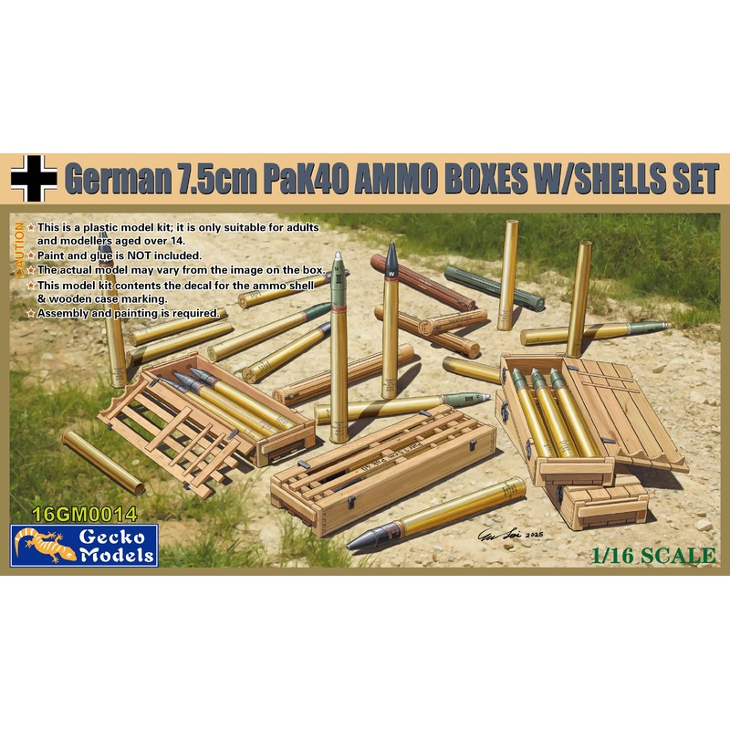 1/16 German 7.5cm PaK40 AMMO BOXES WITH SHELLS SET