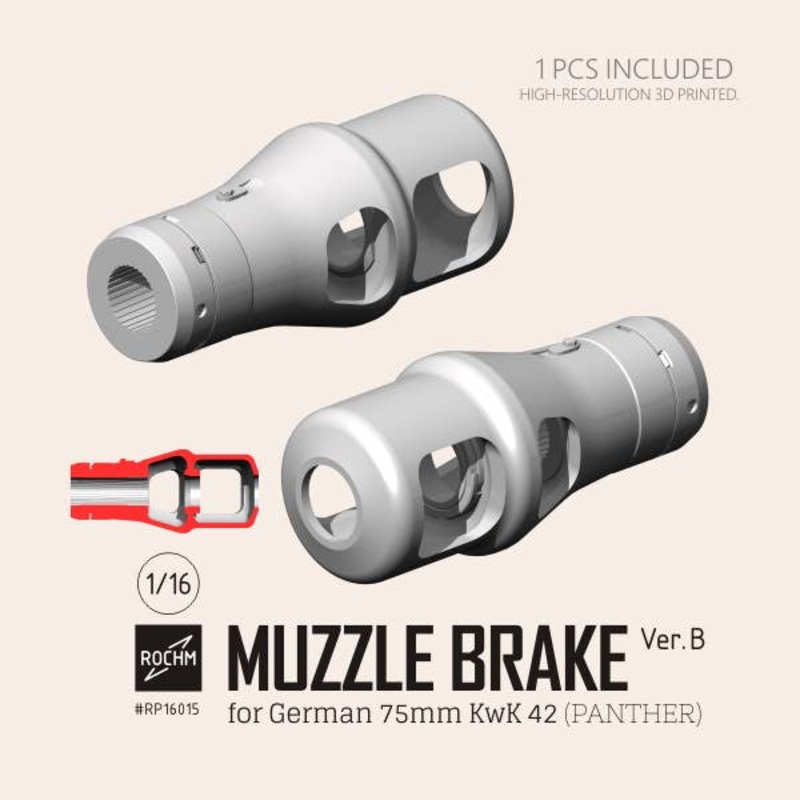 1/16 WW.II German Panther Tank 75mm Gun KwK42 Muzzle Brake Ver. B