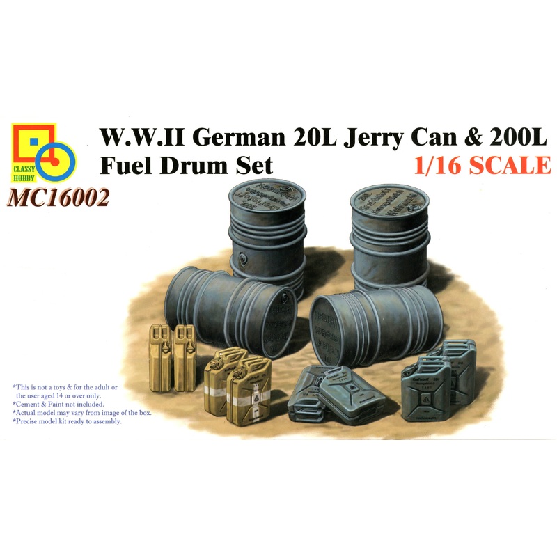 1/16 WWII German 20L Jerry Can & 200L Fuel Drum Set