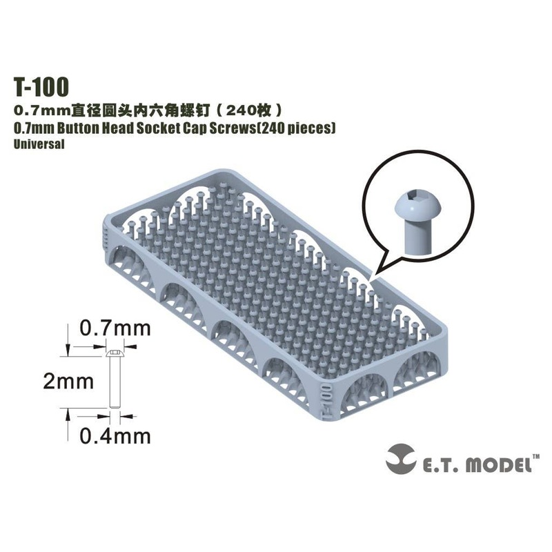 General Purpose 0.7mm Diameter Hex Socket Button Bolt (240pcs)