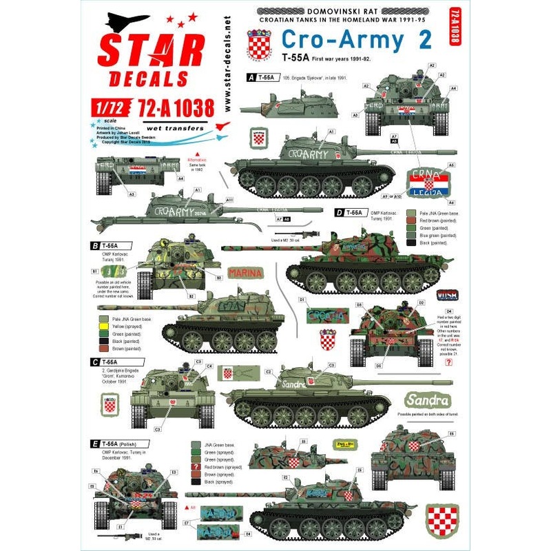 1/72 CRO-ARMY #2 Domovinski Rat Homeland War 1991-95 T-55A Tanks First war years 1991-92