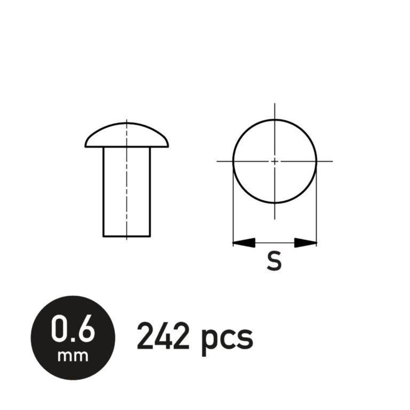 Flat Spherical Rivet 0.6 mm 242pcs