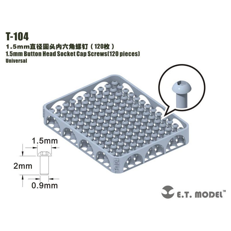 General Purpose 1.5mm Diameter Hex Socket Button Bolt (120pcs)
