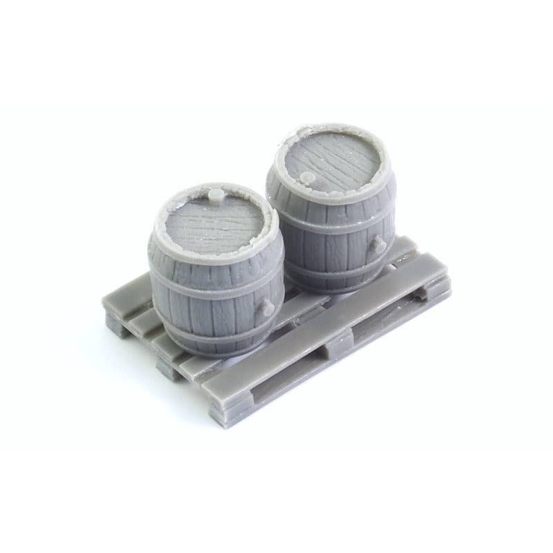 Set of 2 Wooden Barrels + Wooden Pallet