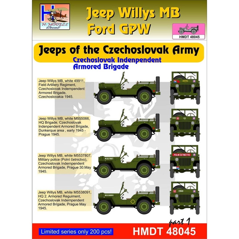 1/48 Jeep Willys MB/Ford GPW: Czechoslovak Army Jeeps, Pt.1