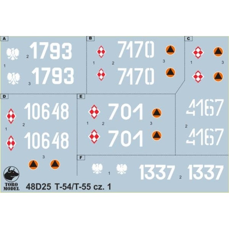 1/48 Polish Army T-54 / T-55 Decal (T-54A / T-55 / T-55A / T-55M)