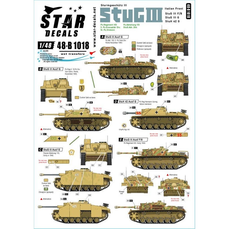 1/48 WW.II German StuG III StuG III on the Italian front StuG III F/8 StuG III G 10.5 cm Howitzer 42
