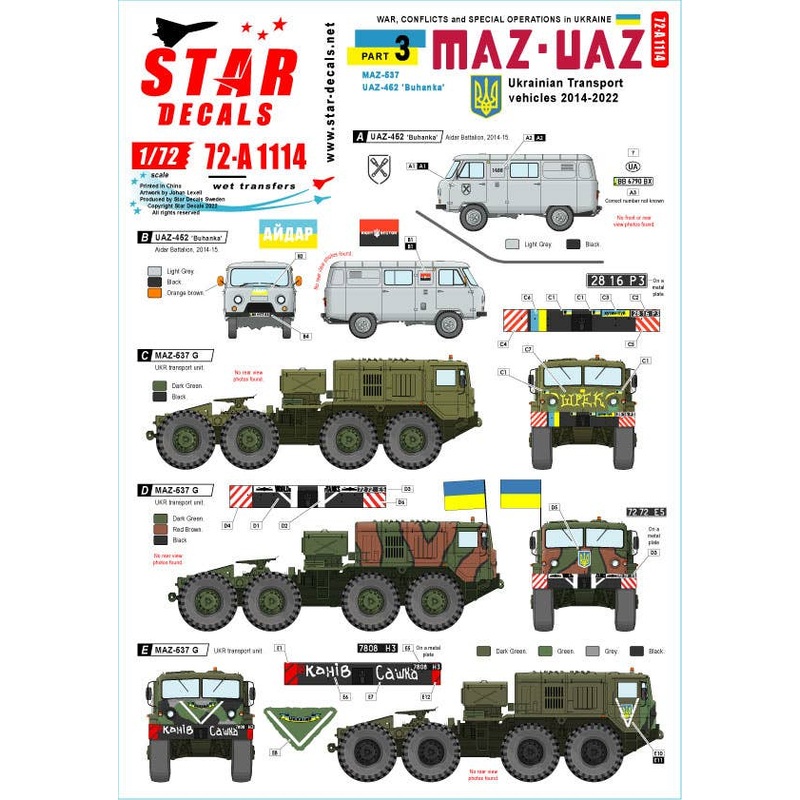 1/72 Current Ukrainian War #3 Ukrainian Army Transport Vehicle MAZ-537 UAZ-452 Bukhanka (2014-2022)