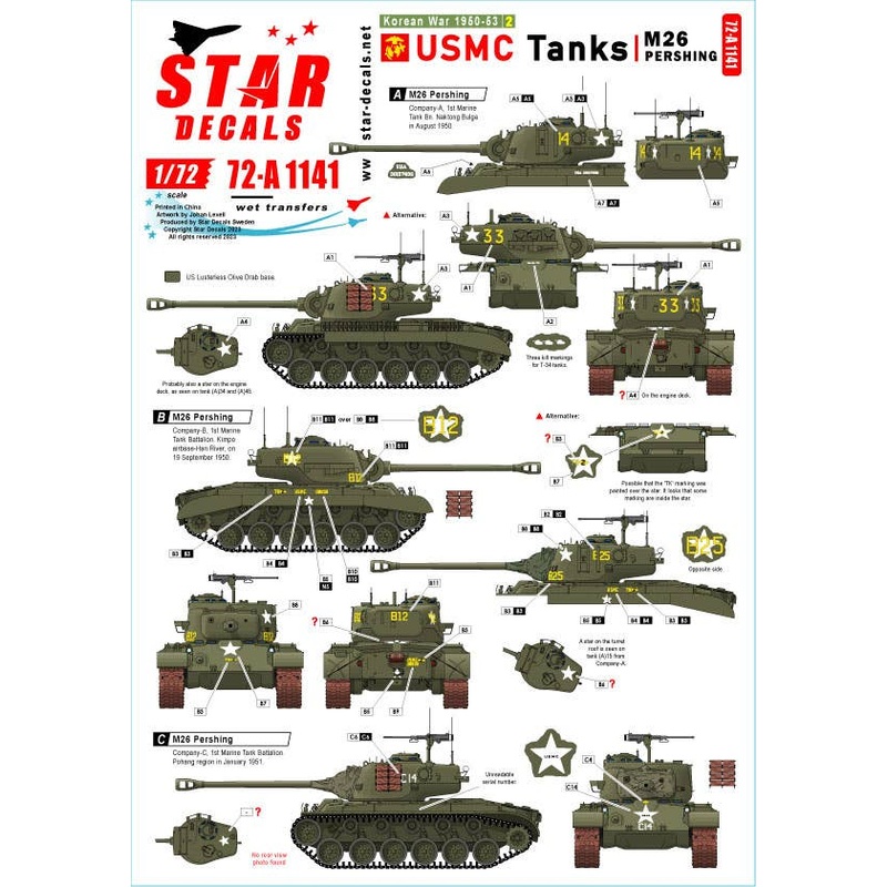1/72 Current Use Korean War #2 U.S. Marine Corps M26 Pershing Tank