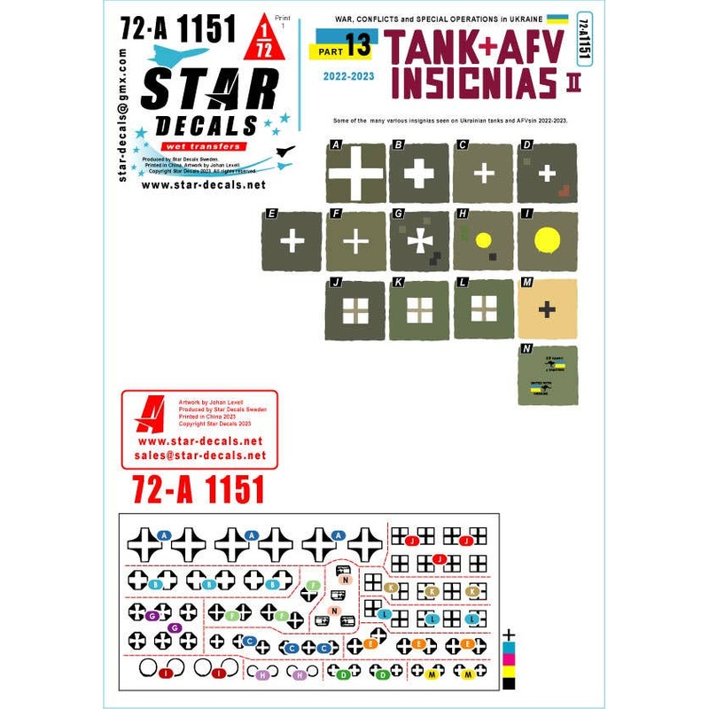 1/72 Current Use Ukraine War #13 Universal nationality markings for Ukrainian Military Vehicles II (2022-23)