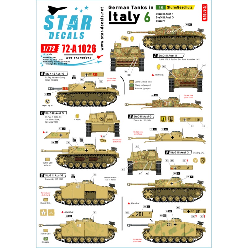 1/72 German Tanks in Italy #6 StuG III Ausf F/8, StuG III Ausf G, StuH 42 ausf G