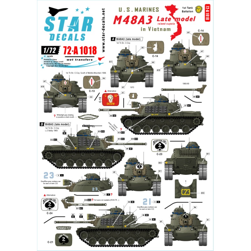 1/72 US Marines M48A3 Late Model (Raised Cupola) in Vietnam 1st Tank Battalion