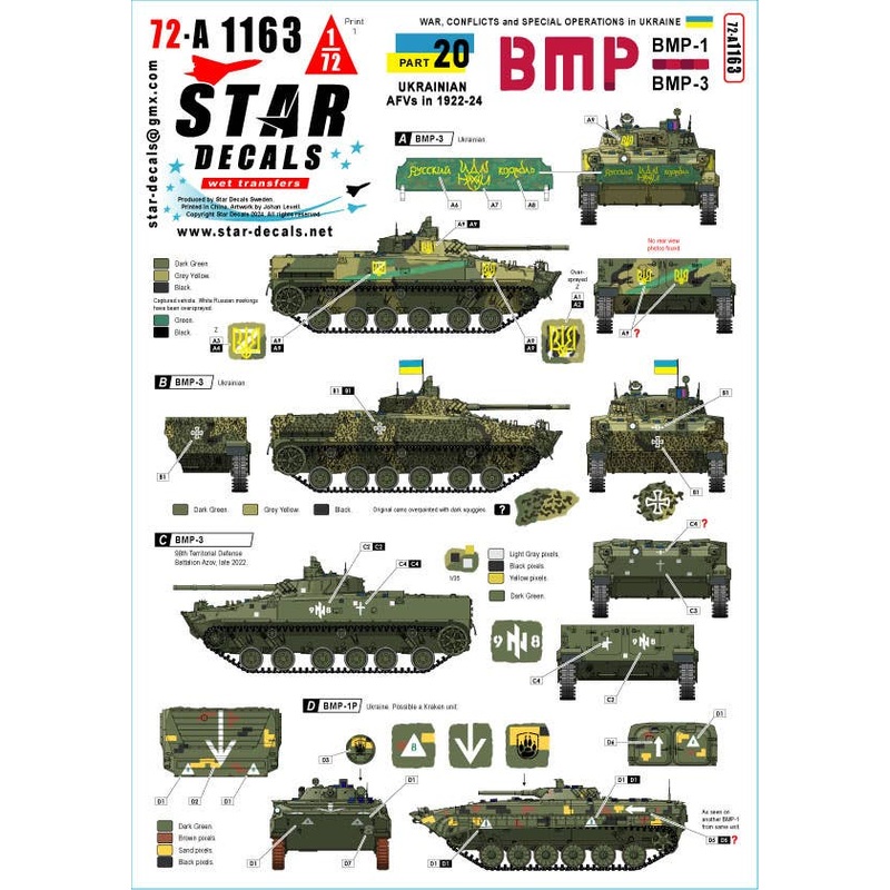1/72 War in Ukraine # 20. Ukrainian BMP-1 and BMP-3 in 2022-24.