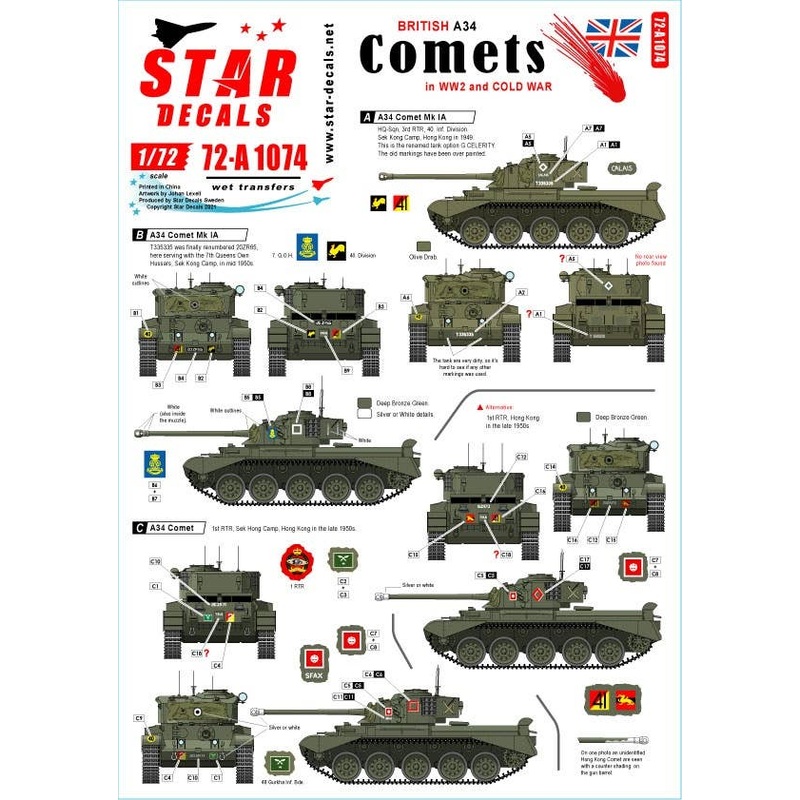 1/72 WW.II British A34 Comet at The End of World War II and The Beginning of The Cold War