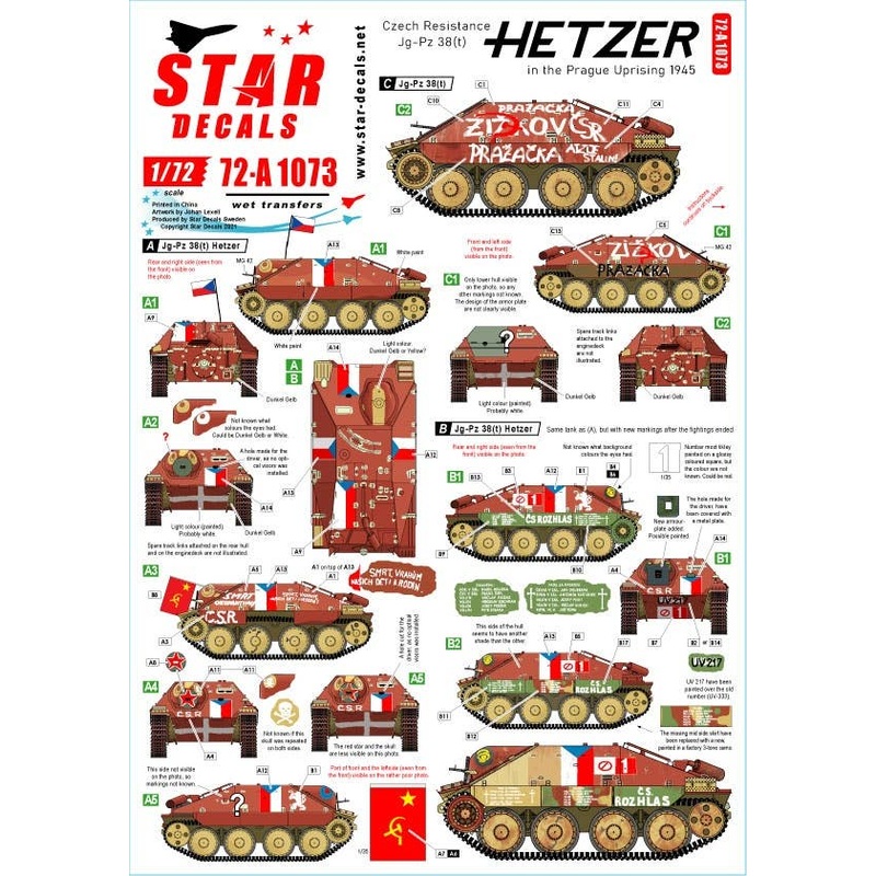 1/72 WW.II Czech Resistance JgPz38 (t) Hetzer Prague Uprising 1945