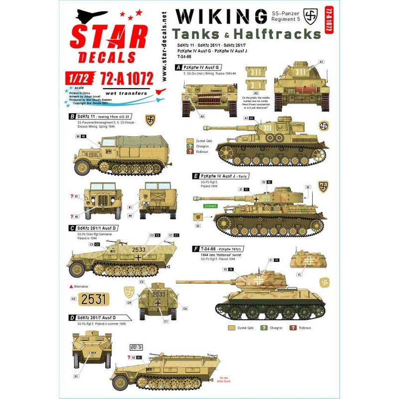 1/72 WW.II German Verking # 3 5th SS Panzer Division Panzer IV G / J / Sd.Kfz.11 / Sd.Kfz.251 / T-34