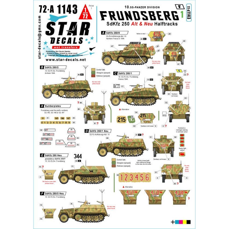 1/72 WWII German 10th SS Panzer Division Frunzberg Vehicle #1 Sd.Kfz.250 Alt/Neu