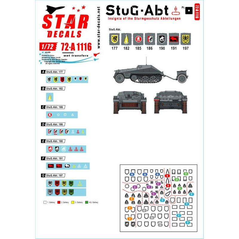 1/72 WWII German Assault Artillery #1 Generic Markings for Assault Gun Battalions #1