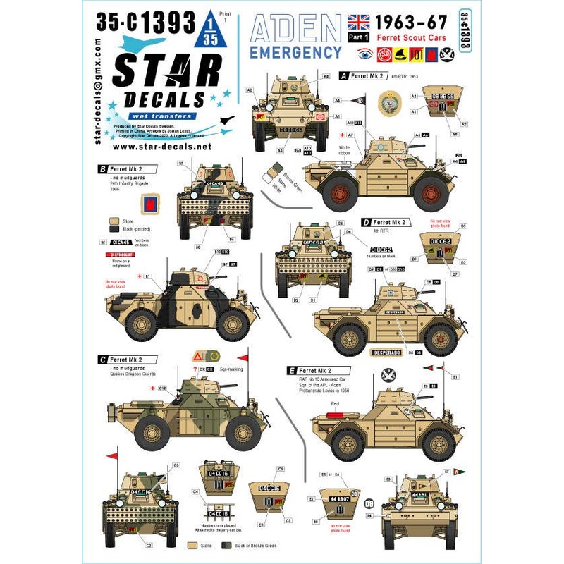 1/35 Current Use 1963-67 Aden Crisis #1 British Army Ferret Mk.2 Reconnaissance Vehicle