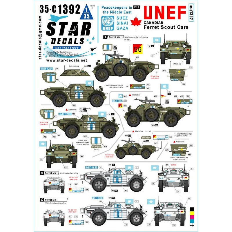 1/35 Current Use Middle East Peacekeeping Force #3 UNEF Canadian Forces Ferret Mk.1 Reconnaissance Vehicle