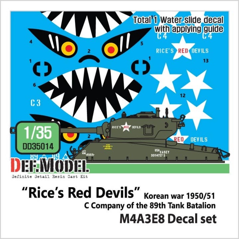 1/35 Korean War US M4A3E8 Rice's Red Devils Decal Set M4A3E8