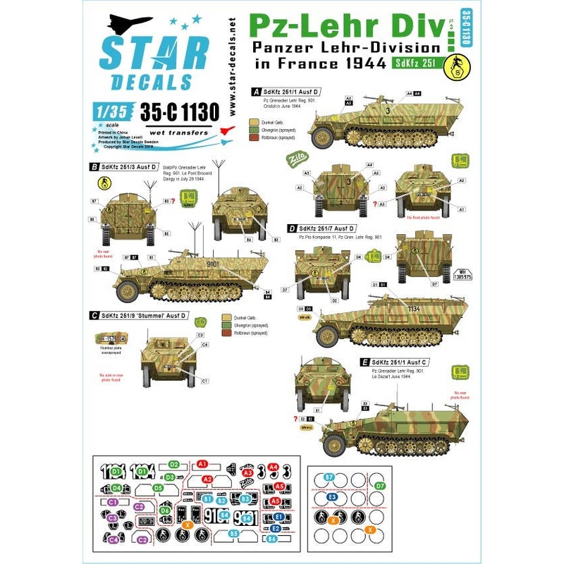 1/35 Panzer-Lehr Division # 3. Pz-Lehr Sdkfz 251 Halftracks in France 1944